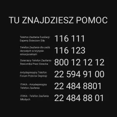 Gdy czujesz, że być chorym na niej czyli być w depresji, znajdziesz pomoc. Numery telefonów zaufania dla dzieci i dorosłych.